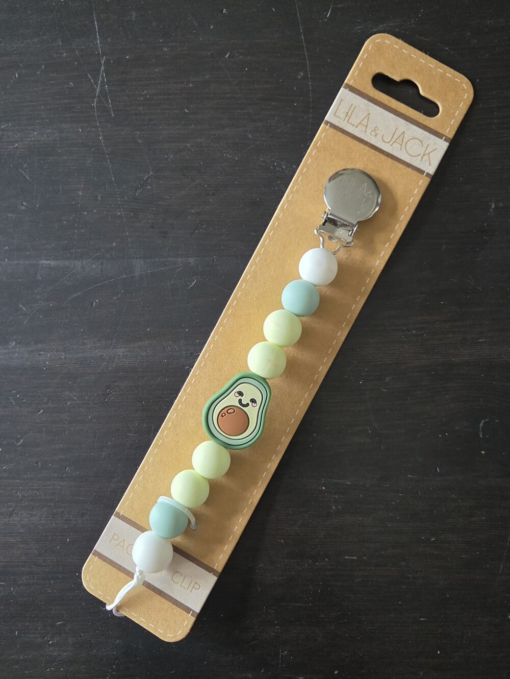 New Lila & Jack Avocado Pacifier Clip